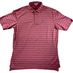 Peter Millar Summer Comfort Performance Polo Shirt Mens Large L Pink Striped